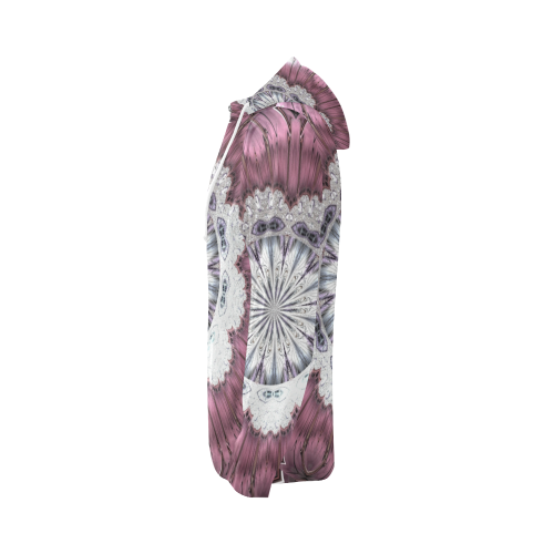 Bejeweled Royal Purple Diadem Fractal Mandala All Over Print Full Zip Hoodie for Women (Model H14)