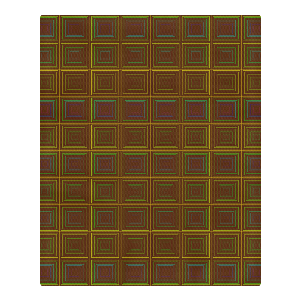 Golden brown multicolored multiple squares 3-Piece Bedding Set