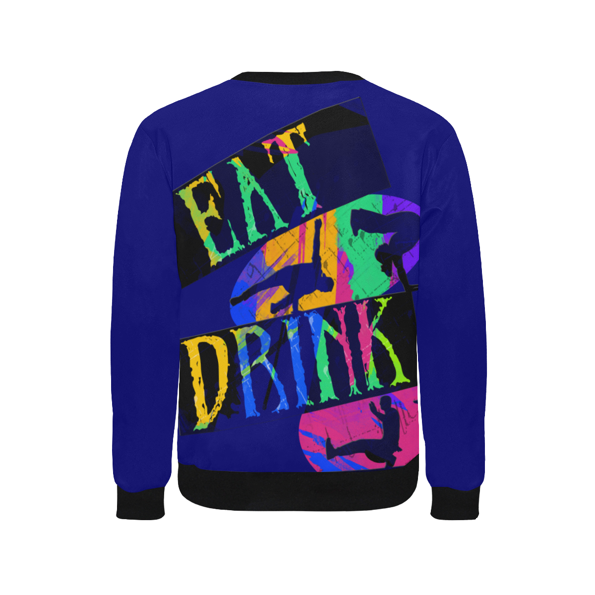 Break Dancing Colorful / Blue Men's Rib Cuff Crew Neck Sweatshirt (Model H34)