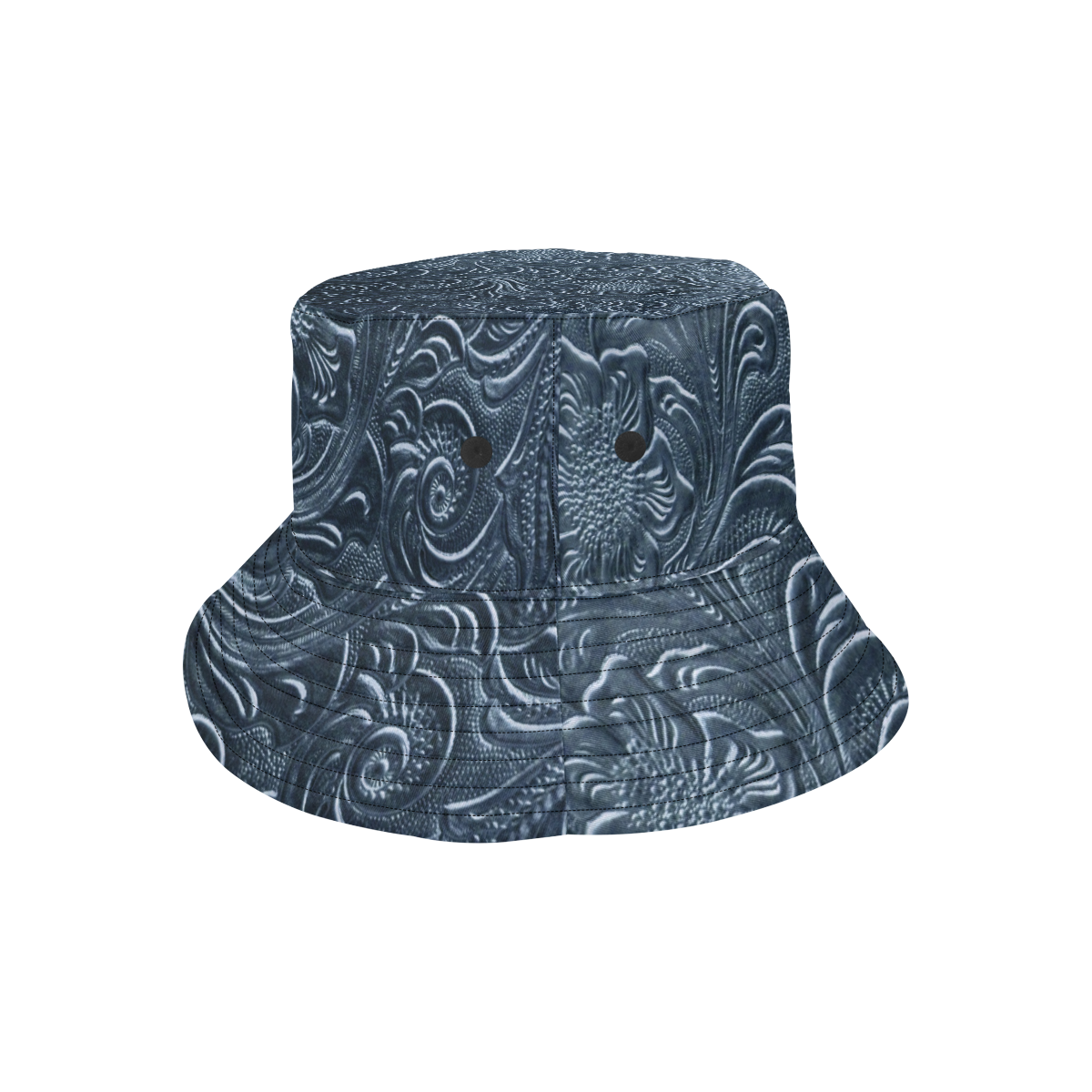 Embossed Blue Flowers All Over Print Bucket Hat