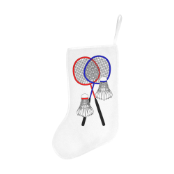 Badminton Rackets and Shuttlecocks Sports White Christmas Stocking (Without Folded Top)