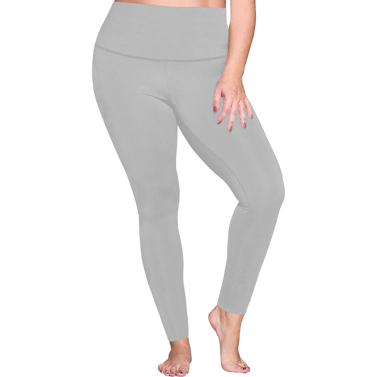Grey Women's Plus Size High Waist Leggings (Model L44)