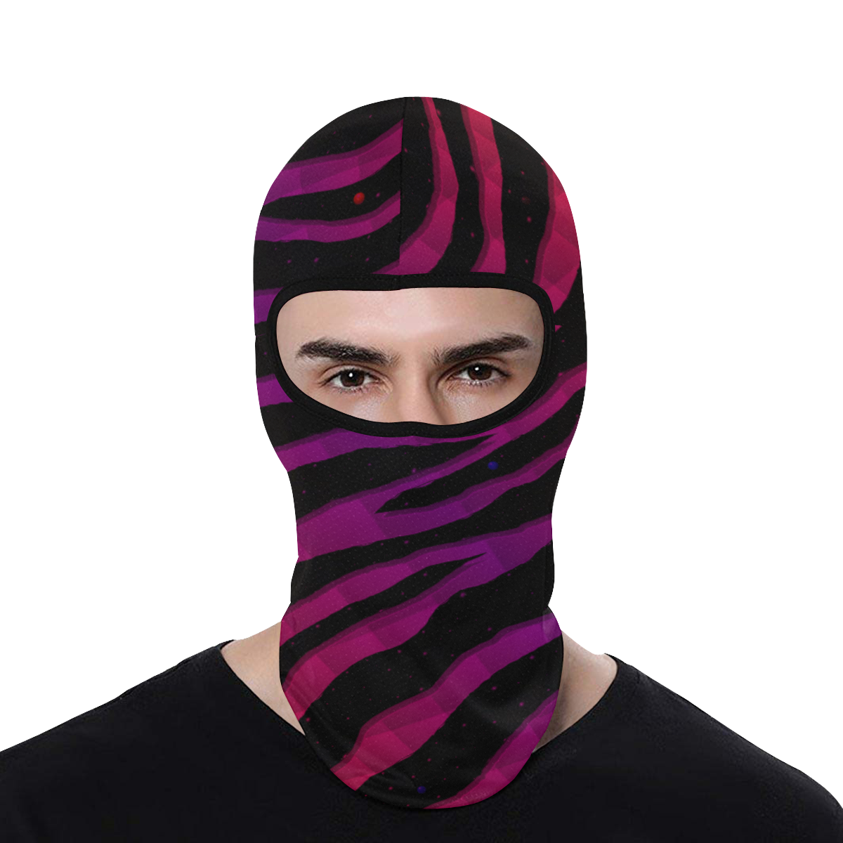 Ripped SpaceTime Stripes - Red/Purple All Over Print Balaclava