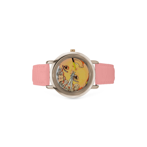 Face Of Love Women's Rose Gold Leather Strap Watch(Model 201)