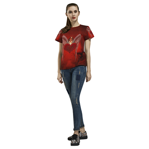 Heart with wings All Over Print T-Shirt for Women (USA Size) (Model T40)