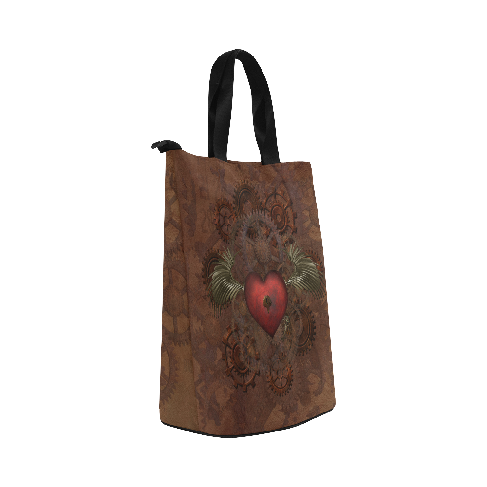 Awesome Steampunk Heart With Wings Nylon Lunch Tote Bag (Model 1670)