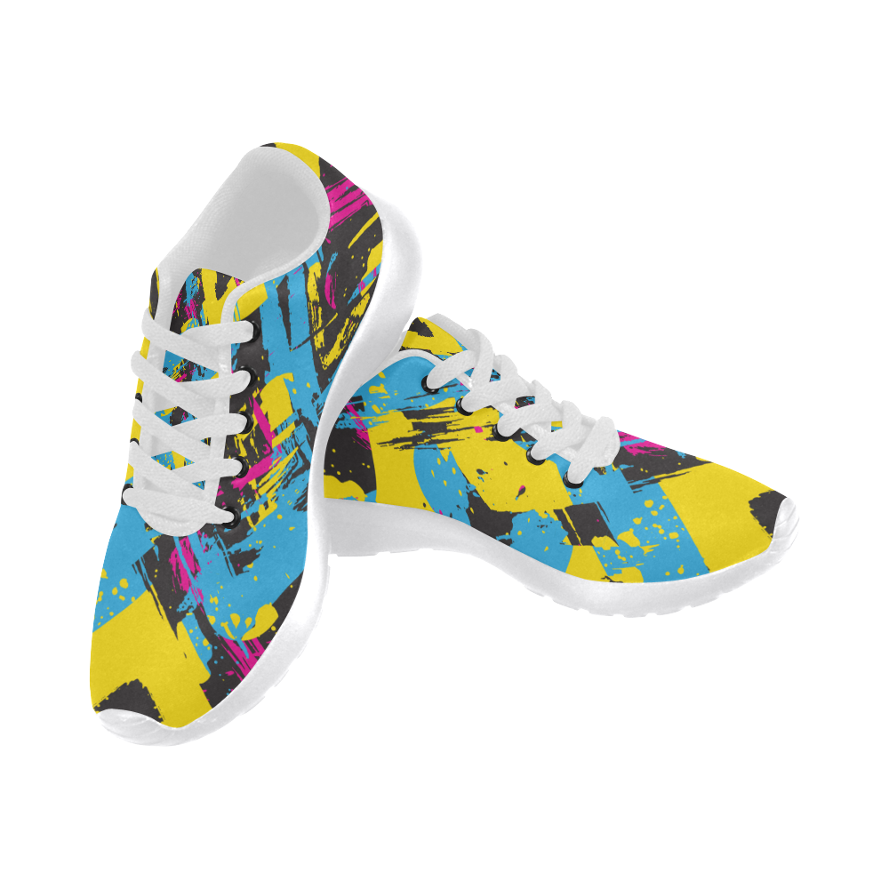 Colorful paint stokes on a black background Women’s Running Shoes (Model 020)