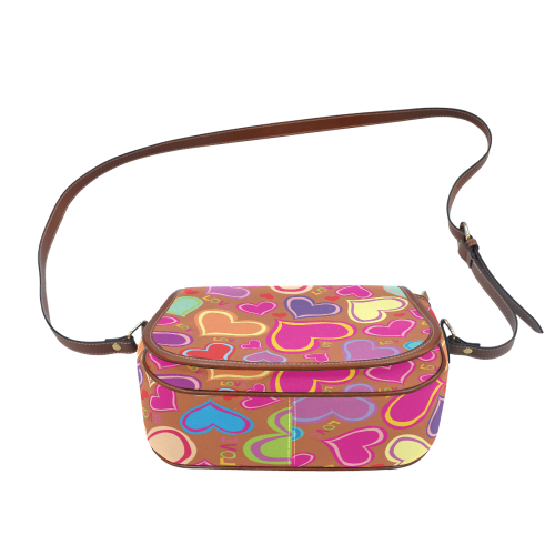 cute hearts background Saddle Bag/Large (Model 1649)