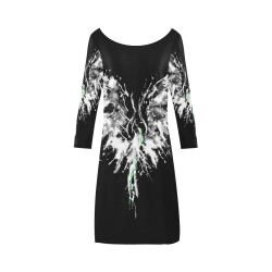 Phoenix - Abstract Painting Bird White 1 Bateau A-Line Skirt (D21)