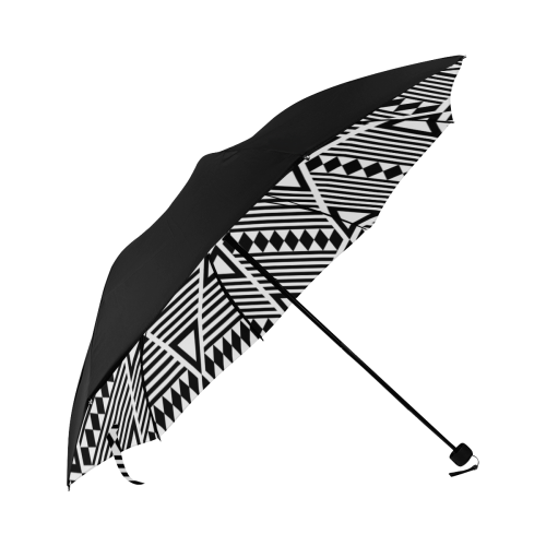 Black Aztec Tribal Anti-UV Foldable Umbrella (Underside Printing) (U07)