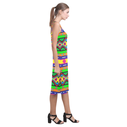 Distorted colorful shapes and stripes Alcestis Slip Dress (Model D05)