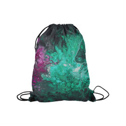 Fantasy Swirl Green Purple. Medium Drawstring Bag Model 1604 (Twin Sides) 13.8"(W) * 18.1"(H)
