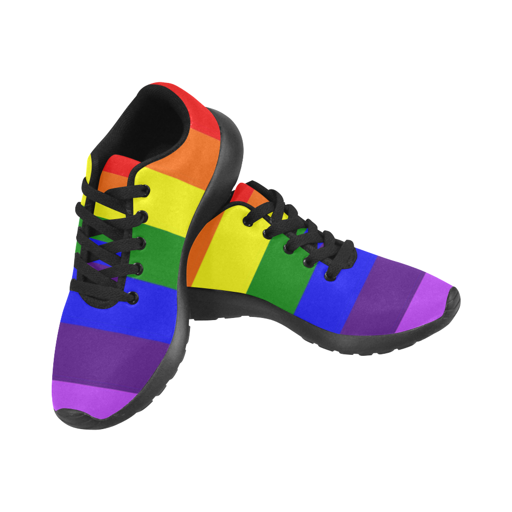 Rainbow Flag (Gay Pride - LGBTQIA+) Women's Running Shoes/Large Size (Model 020)
