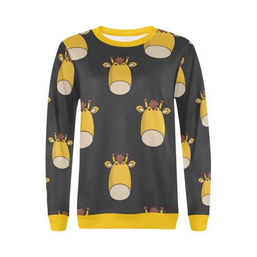 Giraffes Dark Grey All Over Print Crewneck Sweatshirt for Women (Model H18)