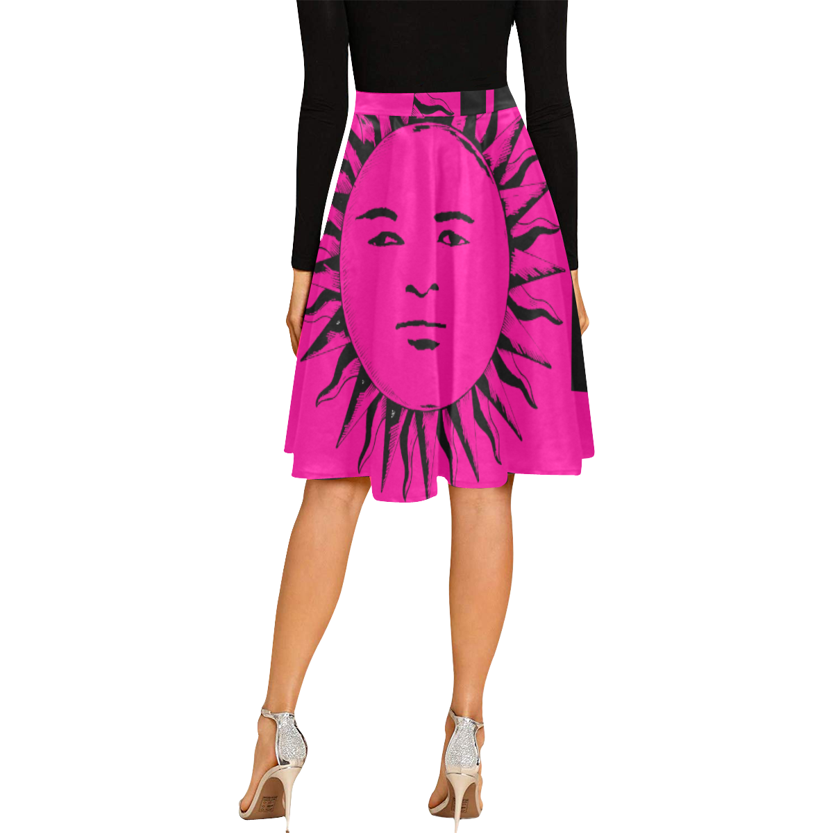 GOD Midi Skirt H Pink Melete Pleated Midi Skirt (Model D15)