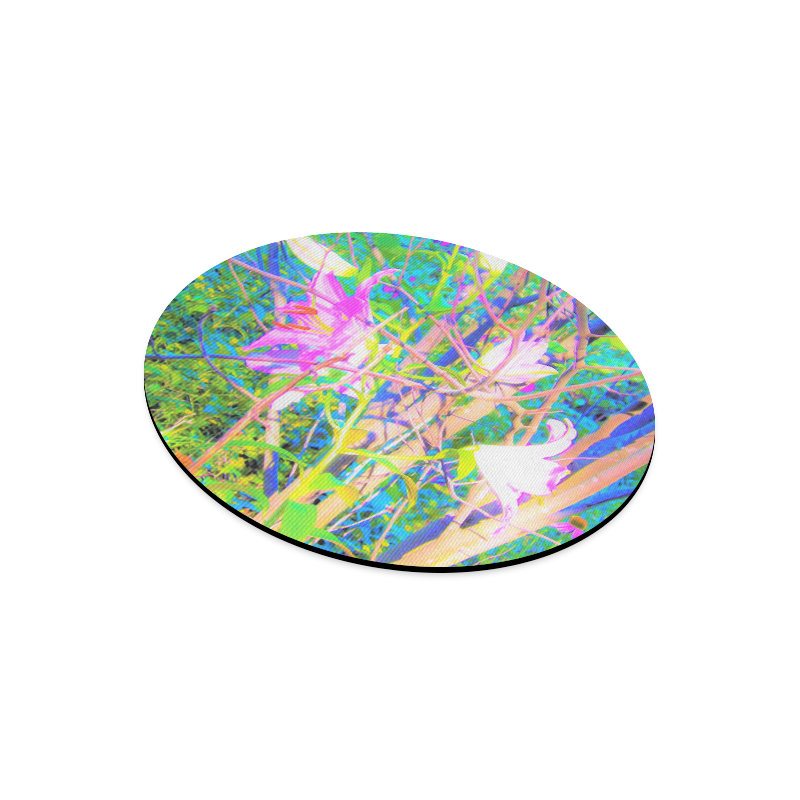 Abstract Oriental Lilies in My Garden Round Mousepad