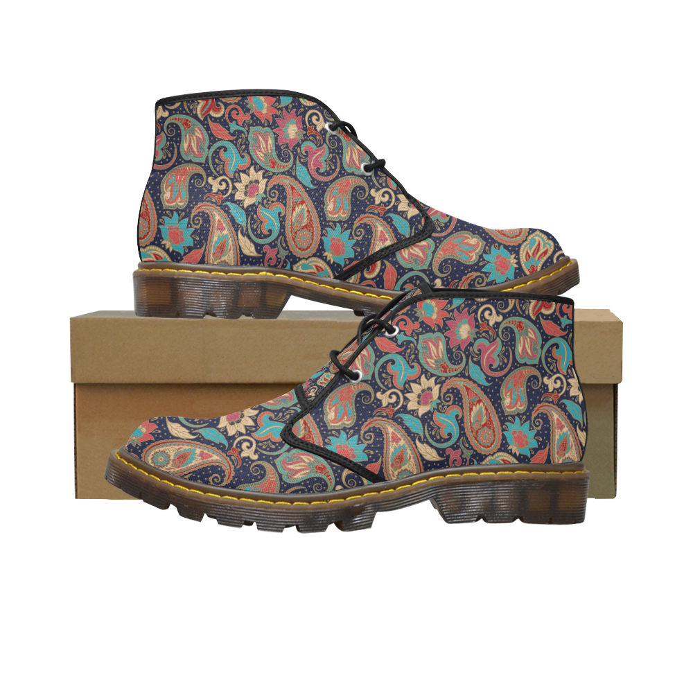Paisley Pattern Men's Canvas Chukka Boots (Model 2402-1)