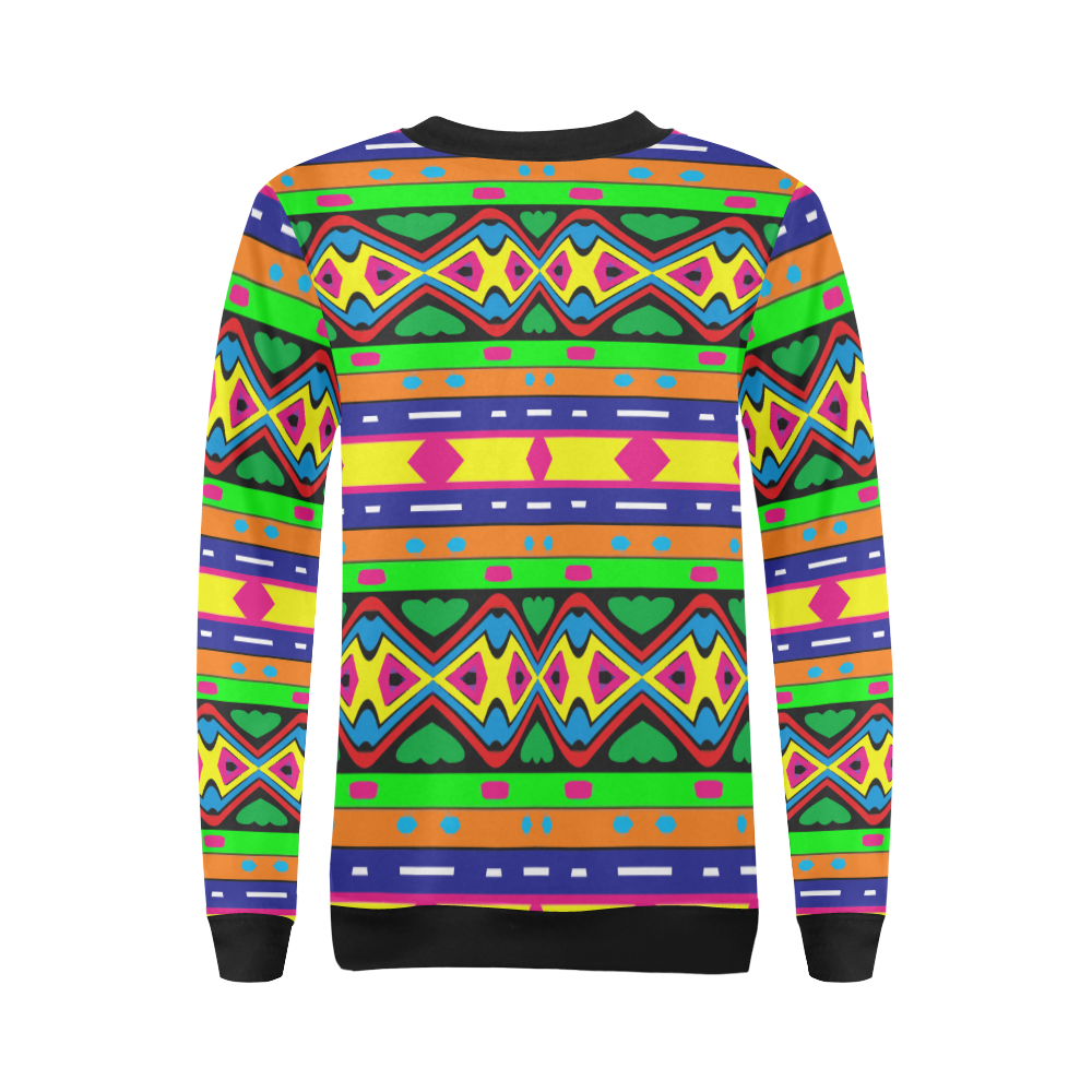 Distorted colorful shapes and stripes All Over Print Crewneck Sweatshirt for Women (Model H18)
