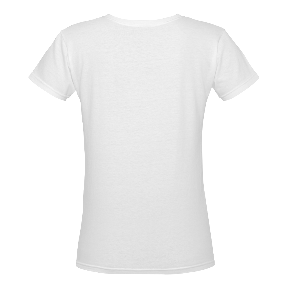 POKER FACE TIGER WHITE Women's Deep V-neck T-shirt (Model T19)