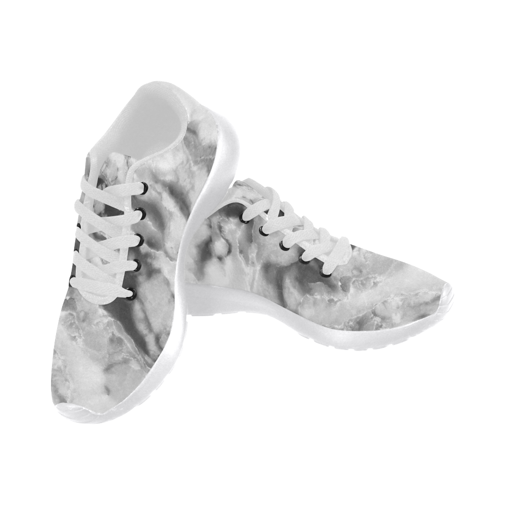 Marble Black and White Pattern Women’s Running Shoes (Model 020)