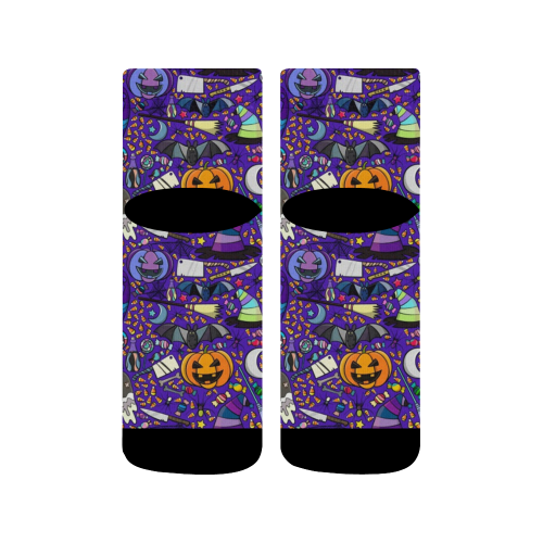 Witchy Night Halloween Pattern Quarter Socks