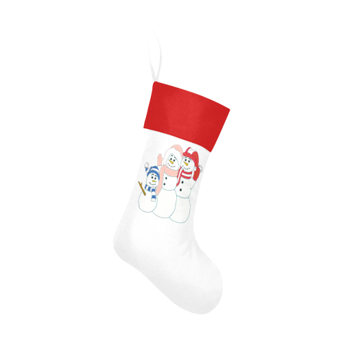 Snowman Family White/Red Christmas Stocking