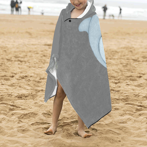 Dolphin Love Grey Kids' Hooded Bath Towels