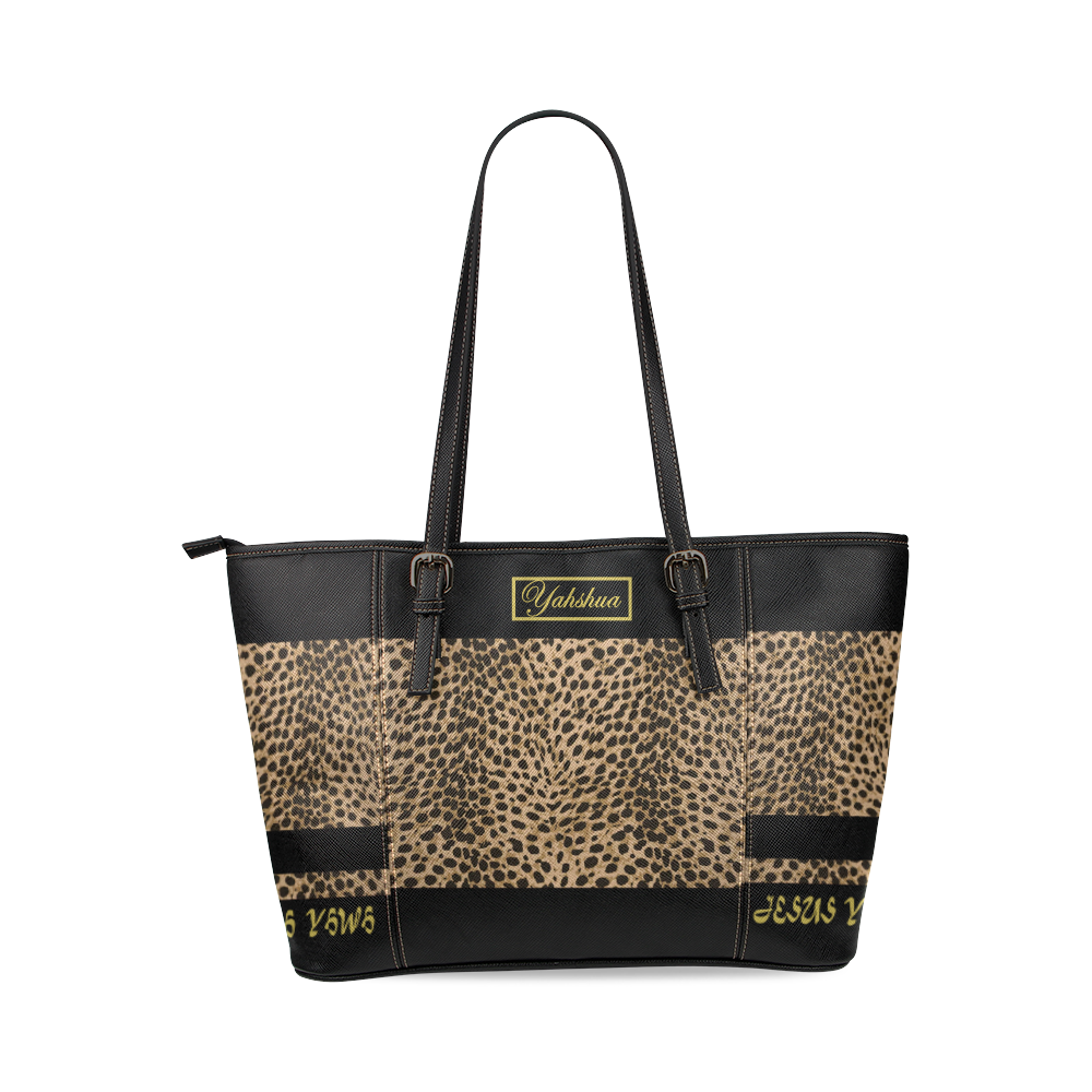 Yahweh Leopard Leather Tote Bag/Large (Model 1640)