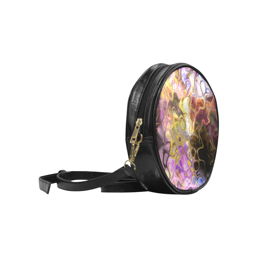 Colorful Marble Design Round Sling Bag (Model 1647)
