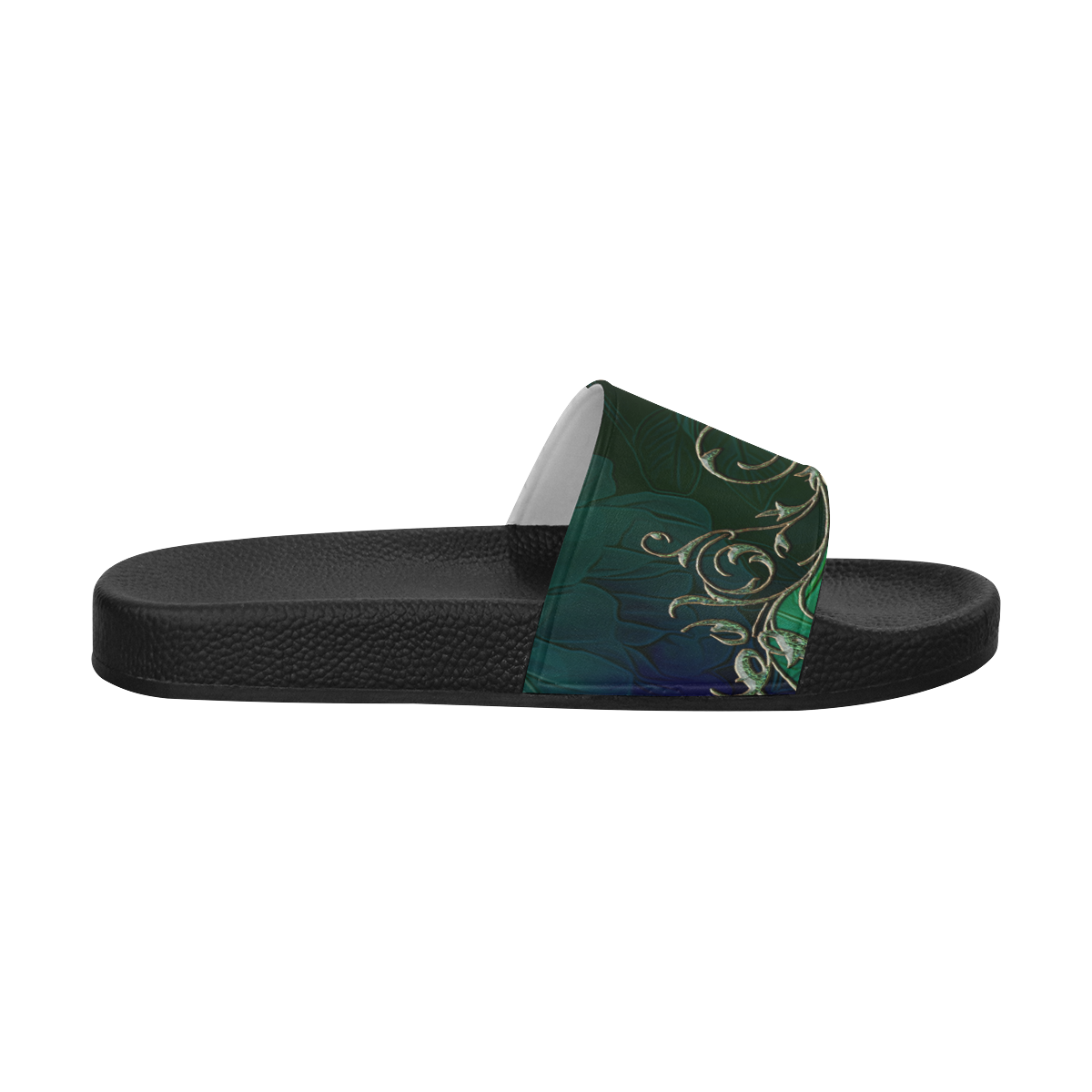 Green floral design Women's Slide Sandals (Model 057)