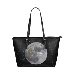 TO THE MOON AND BACK Leather Tote Bag/Large (Model 1651)