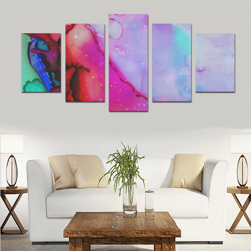Red purple green ink Canvas Print Sets D (No Frame)