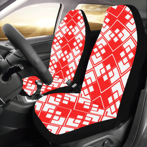 Abstract geometric pattern - red and white. Car Seat Covers (Set of 2)