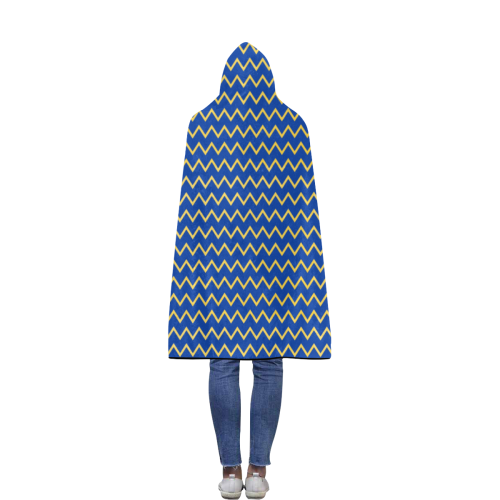 chevron Jaune/Bleu Flannel Hooded Blanket 50''x60''