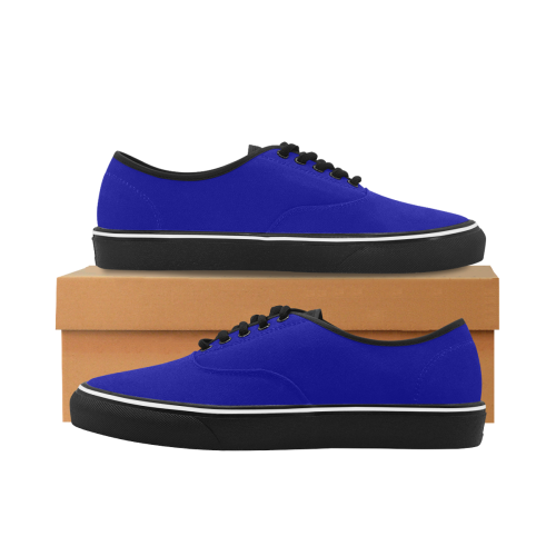 color dark blue Classic Men's Canvas Low Top Shoes (Model E001-4)