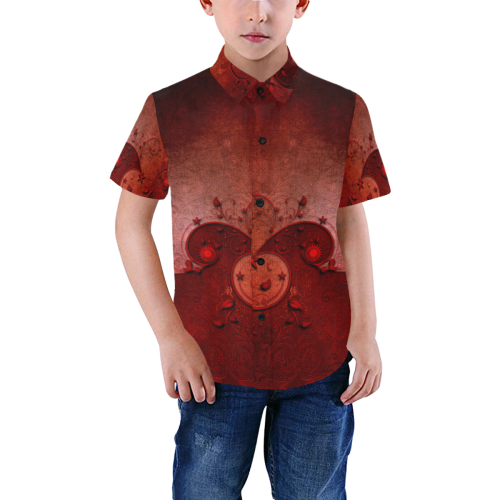 Soft decorative floral design Boys' All Over Print Short Sleeve Shirt (Model T59)