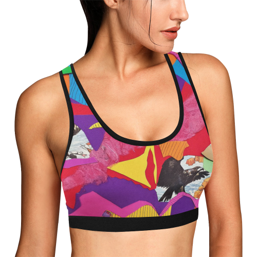 Collage Women's All Over Print Sports Bra (Model T52)