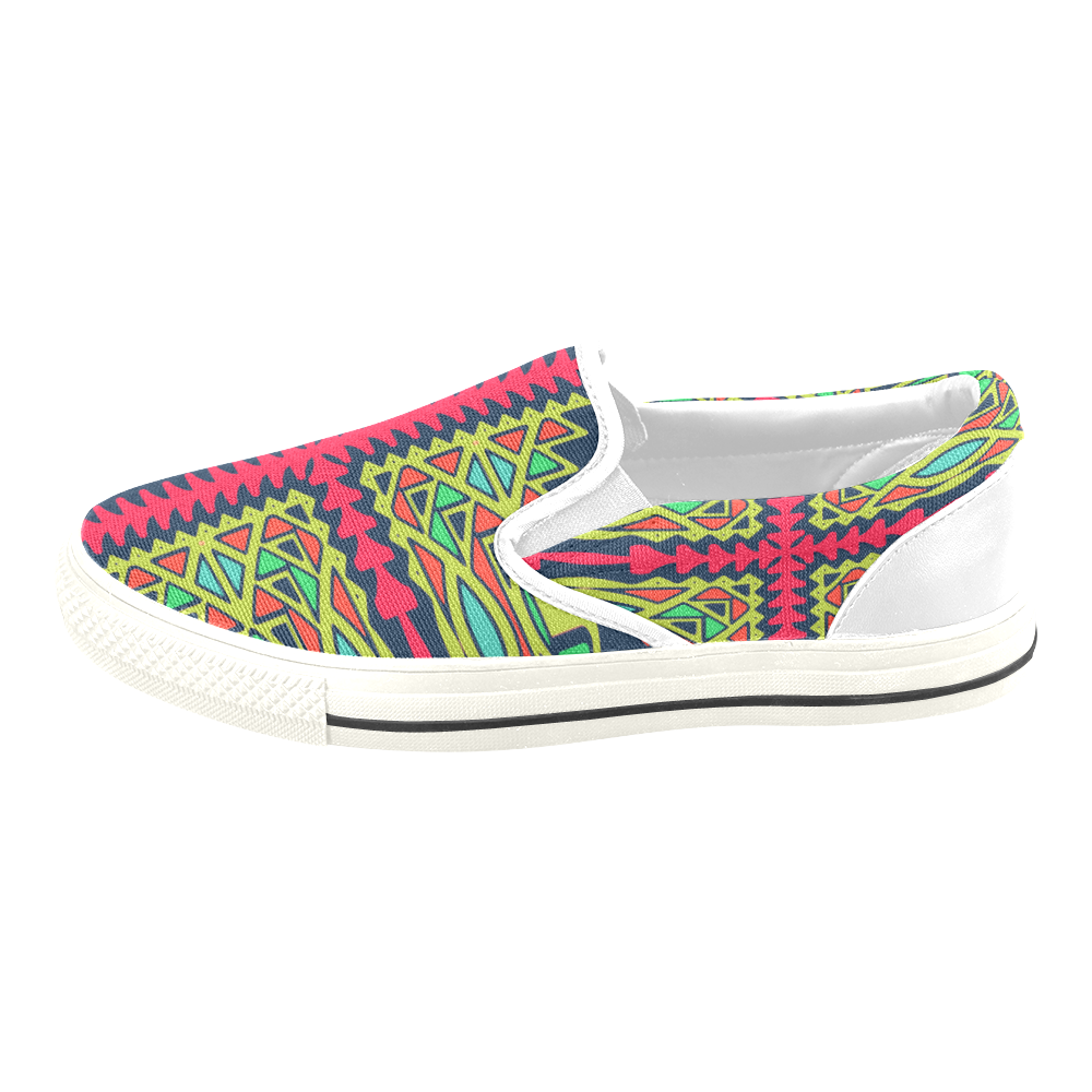 Distorted shapes on a blue background Slip-on Canvas Shoes for Kid (Model 019)