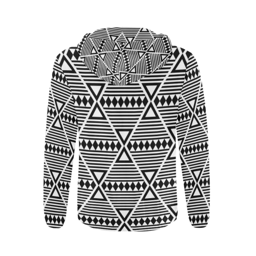 Black Aztec Tribal All Over Print Full Zip Hoodie for Men/Large Size (Model H14)