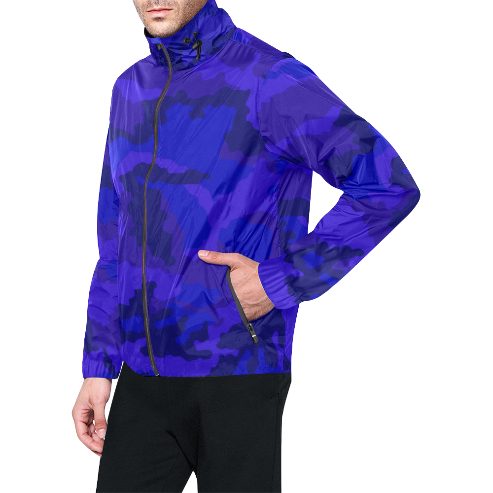 NUMBERS Collection Ready Royal Blue Camo Unisex All Over Print Windbreaker (Model H23)