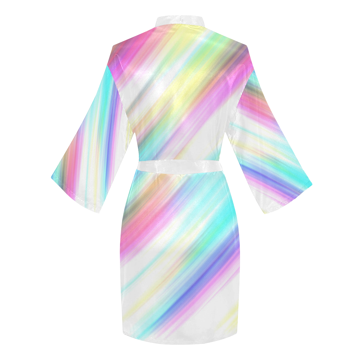 Rainbow Stripe Abstract Long Sleeve Kimono Robe