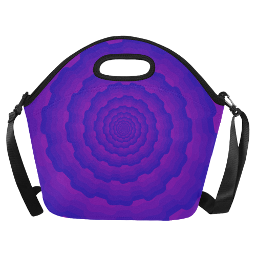 Blue purple spiral Neoprene Lunch Bag/Large (Model 1669)