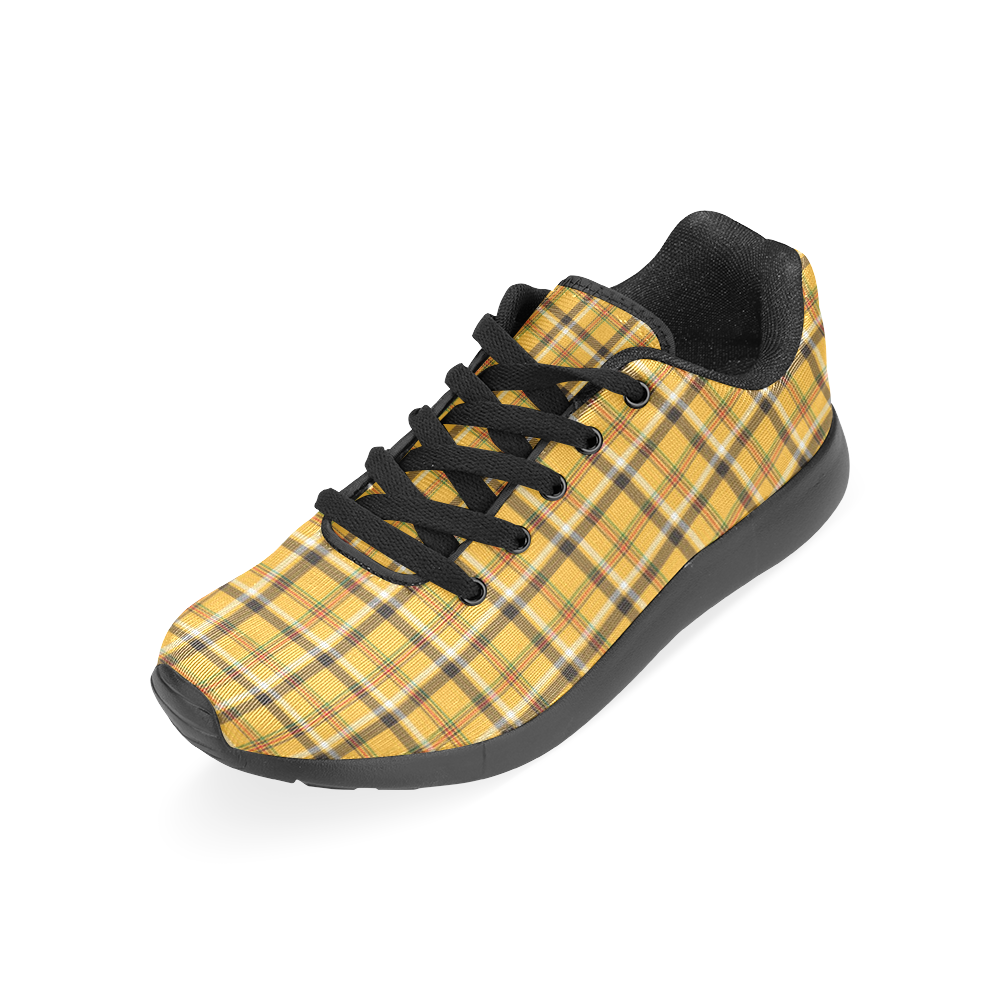 Yellow Tartan (Plaid) Women’s Running Shoes (Model 020)