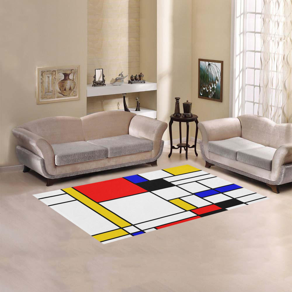 Bauhouse Composition Mondrian Style Area Rug 5'x3'3''