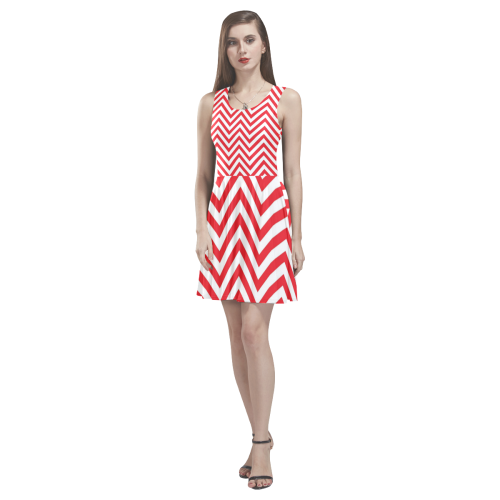 Red lines Thea Sleeveless Skater Dress(Model D19)