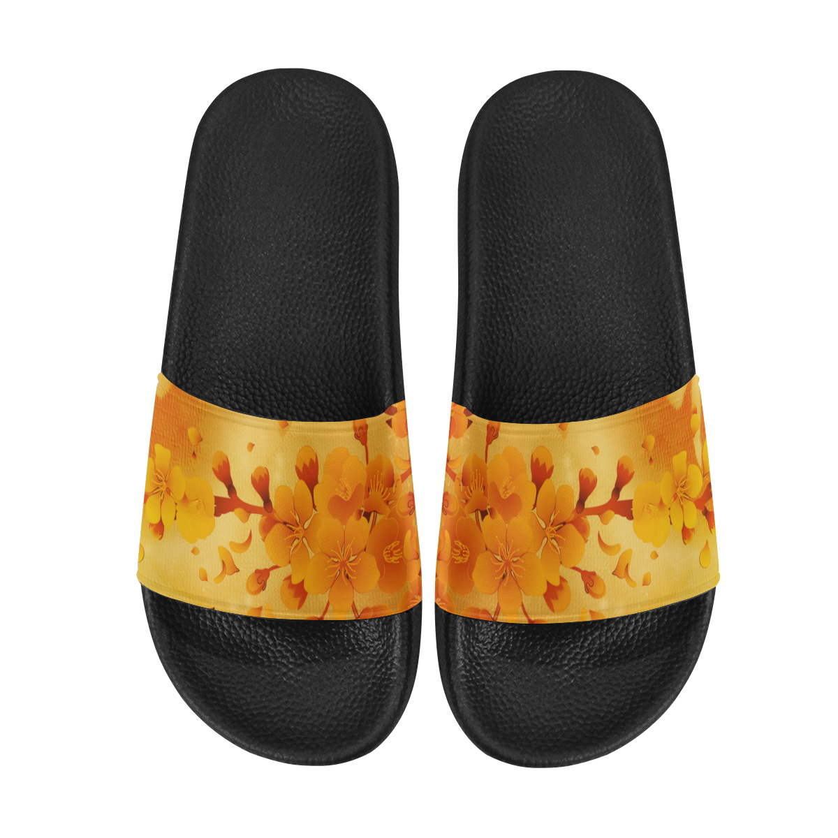Floral design, soft colors Women's Slide Sandals (Model 057)