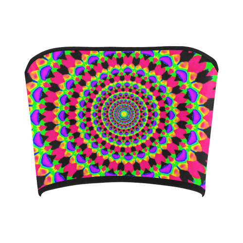 Neon Kaleidoscope Mandala Bandeau Top