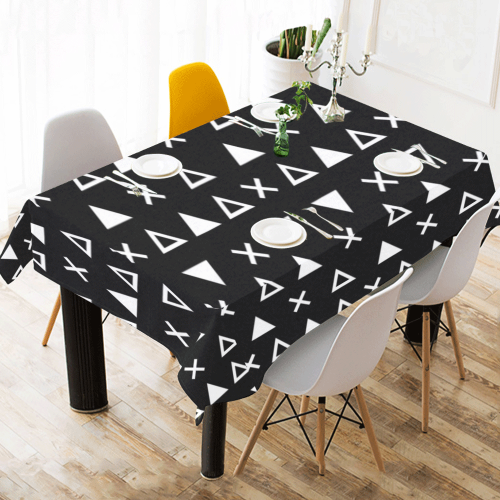 Geo Line Triangle Cotton Linen Tablecloth 60" x 90"