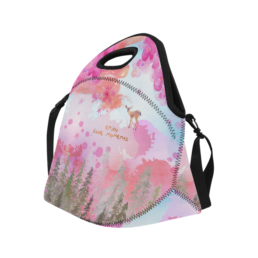 Little Deer in the Magic Pink Forest Neoprene Lunch Bag/Large (Model 1669)