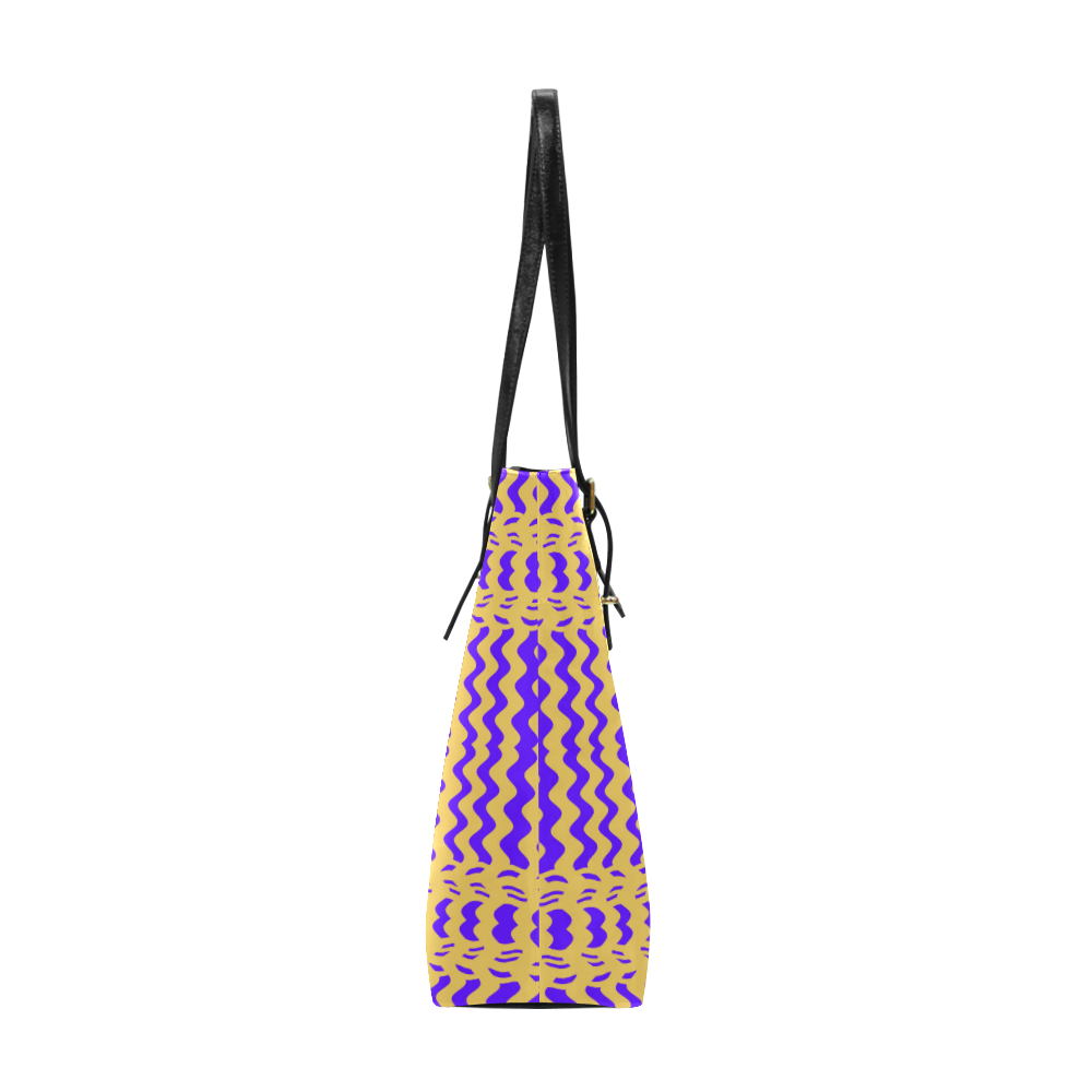 Purple Yellow Modern  Waves Lines Euramerican Tote Bag/Small (Model 1655)